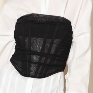 Sexy black mesh corset top - XL